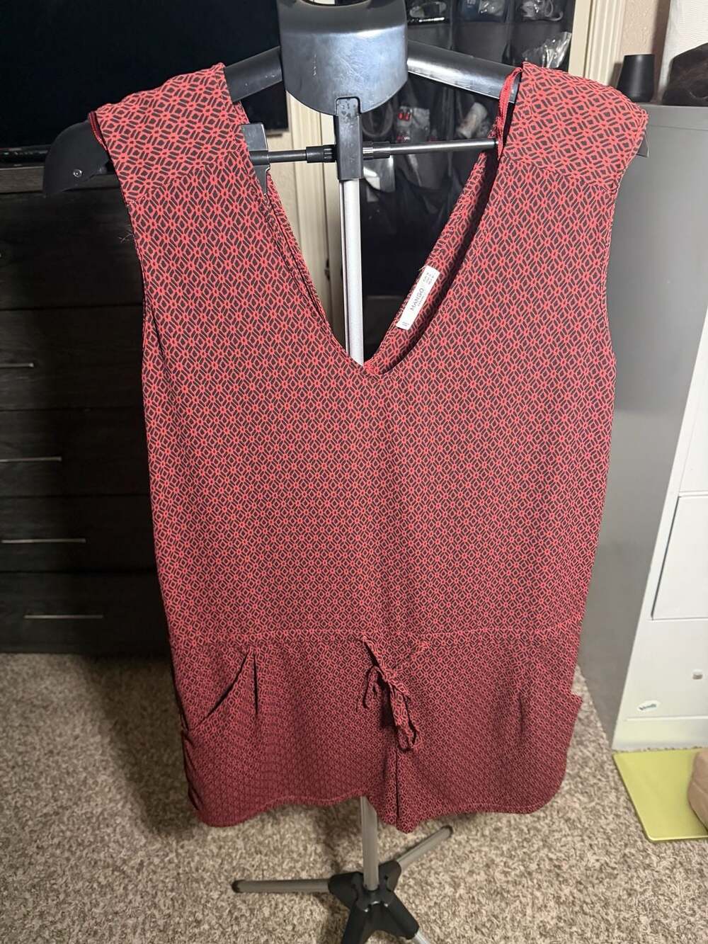 Mango Casual Geometric Print Drawstring Waist Romper